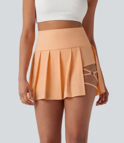 Mini Skirts|Flowy Skirts<HALARA Breezeful™ High Waisted Pleated 2-in-1 Side & Pocket Asymmetric Hem Quick Dry Mini Dance Skirt
