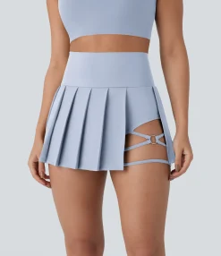Mini Skirts|Flowy Skirts<HALARA Breezeful™ High Waisted Pleated 2-in-1 Side & Pocket Asymmetric Hem Quick Dry Mini Dance Skirt