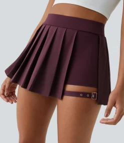 Pleated Skirts|Flowy Skirts<HALARA Breezeful™ High Waisted Pleated 2-in-1 Pocket Adjustable Buckle Micro Mini Quick Dry Casual Skirt