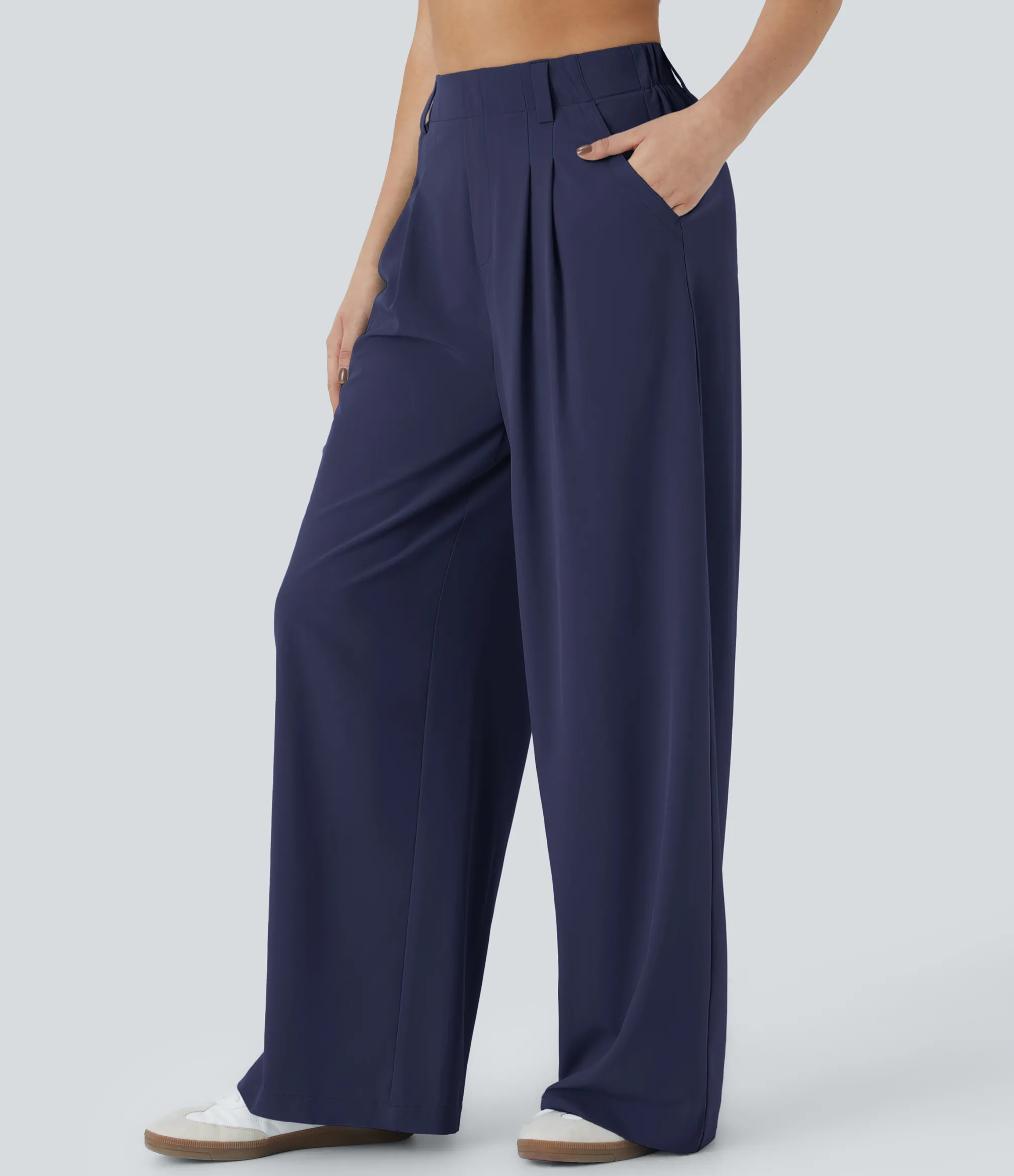 Flowy Pants|High-Waisted Pants<HALARA Breezeful™ High Waisted Pocket Wide Leg Flowy Solid Palazzo Quick Dry Casual Pants