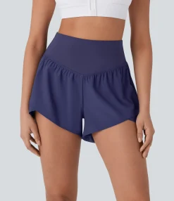 Crossover Shorts|Active Shorts<HALARA Breezeful™ High Waisted Pocket Crossover Hem Quick Dry Yoga Shorts