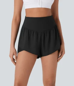 Crossover Shorts|Active Shorts<HALARA Breezeful™ High Waisted Pocket Crossover Hem Quick Dry Yoga Shorts