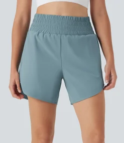 Active Shorts|Shorts<HALARA Breezeful™ High Waisted Pockets 2-in-1 Curved Hem Quick Dry Running Shorts 5.5''-Longer Length