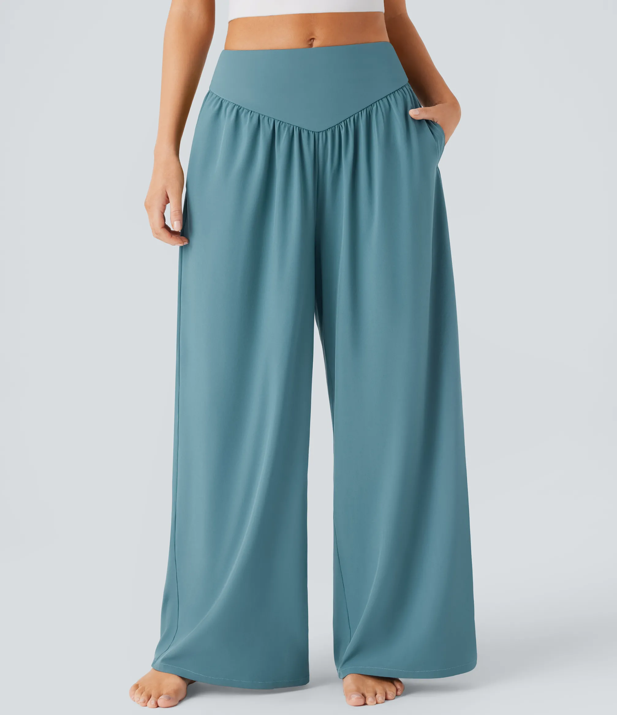High-Waisted Pants|Flowy Pants<HALARA Breezeful™ High Waisted Pocket Wide Leg Quick Dry Yoga Pants