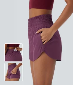Active Shorts|Shorts<HALARA Breezeful™ High Waisted Pockets 2-in-1 Curved Hem Quick Dry Running Shorts 3.5''