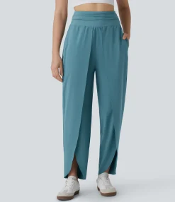 Flowy Pants|High-Waisted Pants<HALARA Breezeful™ High Waisted Ruched Pocket Tapered Tulip Hem Quick Dry Casual Pants