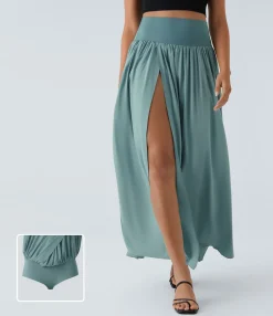 Maxi & Midi Skirts|Flowy Skirts<HALARA Breezeful™ High Waisted Split 2-in-1 Flowy Quick Dry Maxi Casual Skirt
