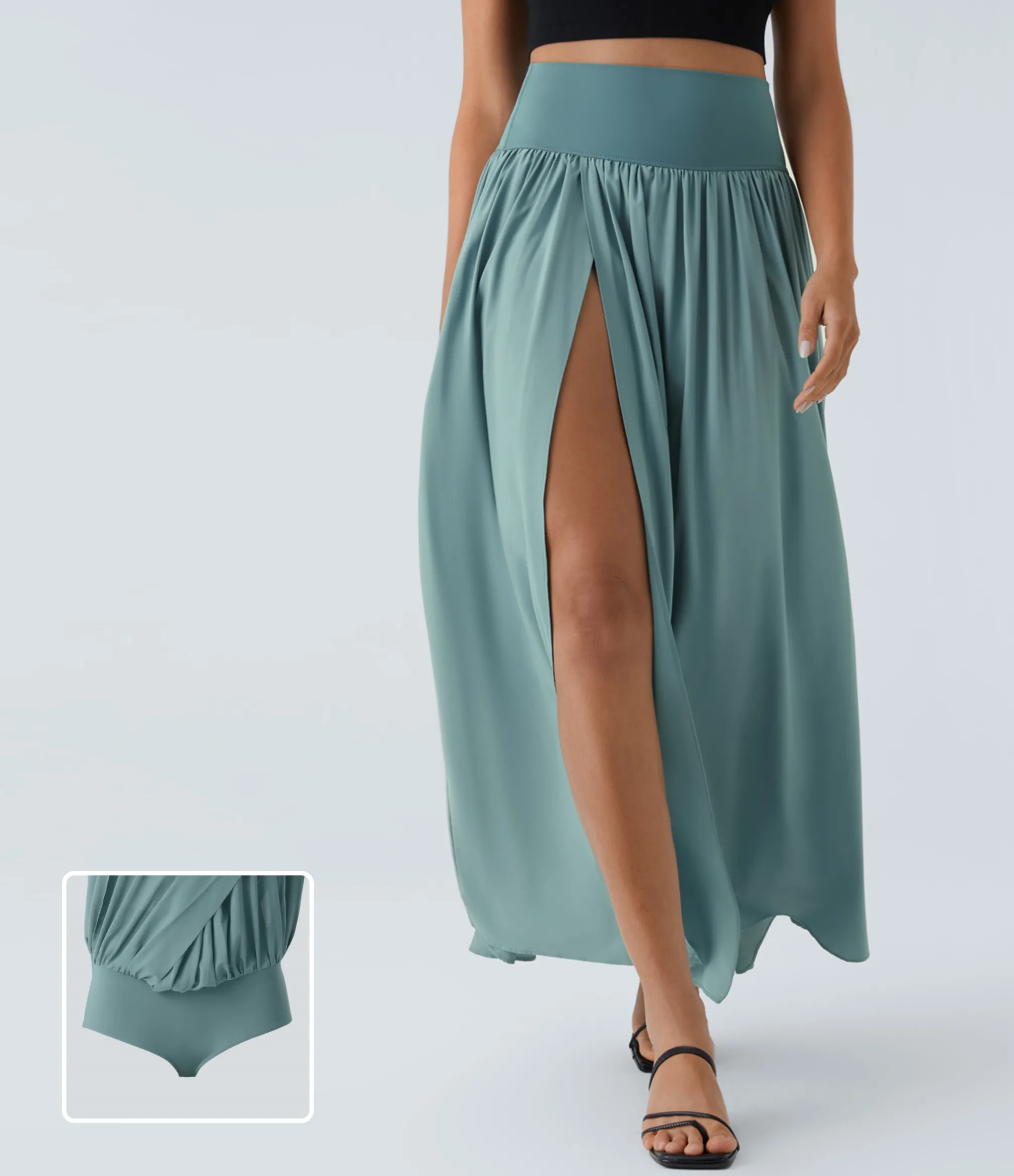 Maxi & Midi Skirts|Flowy Skirts<HALARA Breezeful™ High Waisted Split 2-in-1 Flowy Quick Dry Maxi Casual Skirt
