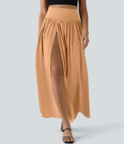 Maxi & Midi Skirts|Flowy Skirts<HALARA Breezeful™ High Waisted Split 2-in-1 Flowy Quick Dry Maxi Casual Skirt