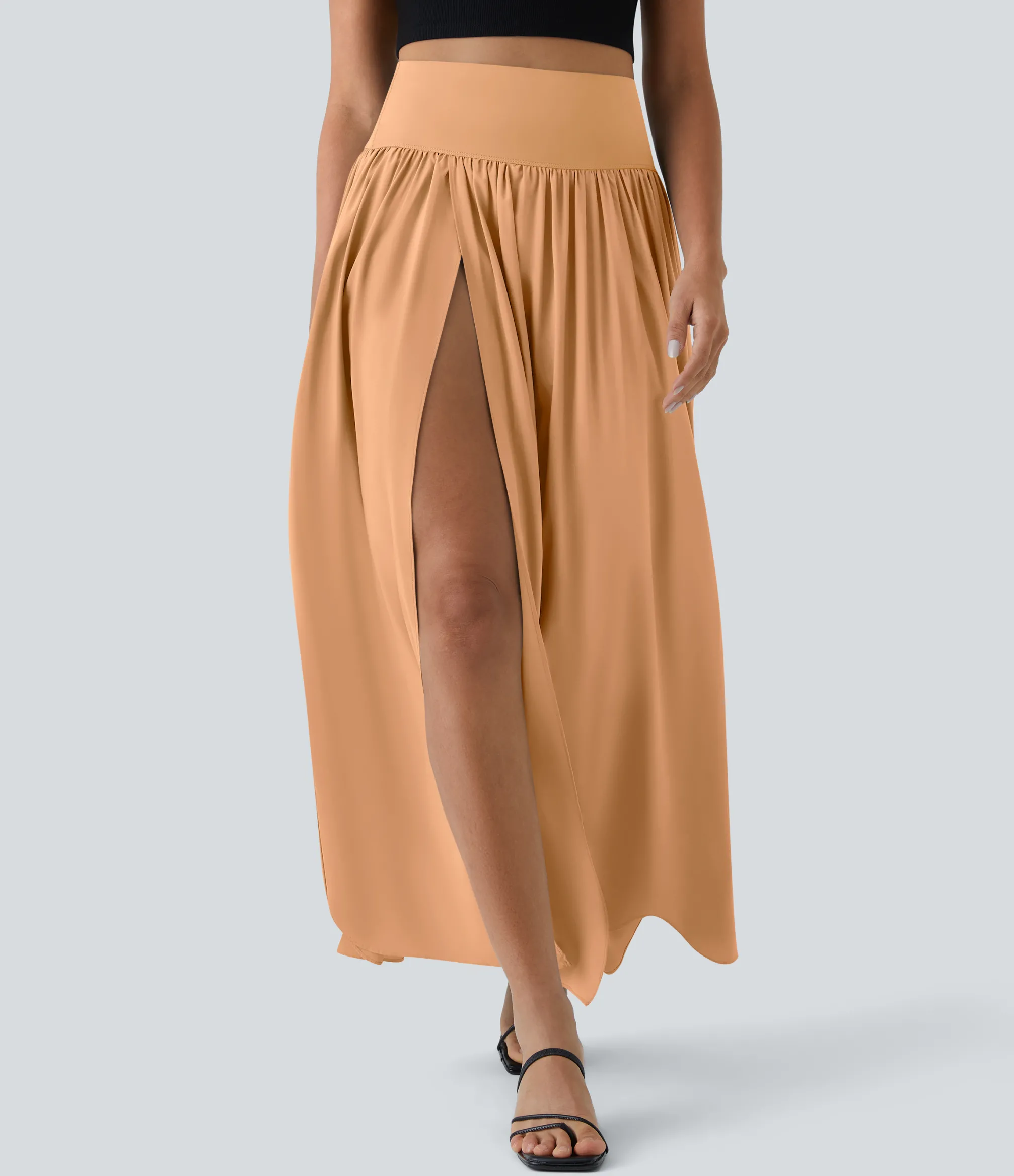 Maxi & Midi Skirts|Flowy Skirts<HALARA Breezeful™ High Waisted Split 2-in-1 Flowy Quick Dry Maxi Casual Skirt