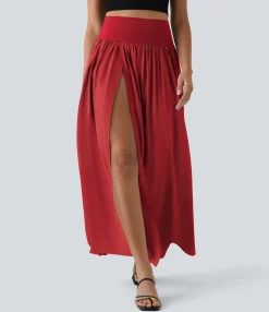 Maxi & Midi Skirts|Flowy Skirts<HALARA Breezeful™ High Waisted Split 2-in-1 Flowy Quick Dry Maxi Casual Skirt