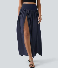 Maxi & Midi Skirts|Flowy Skirts<HALARA Breezeful™ High Waisted Split 2-in-1 Flowy Quick Dry Maxi Casual Skirt