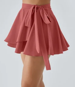 Mini Skirts|Flowy Skirts<HALARA Breezeful™ High Waisted Tie Side 2-in-1 Pocket Flowy Micro Mini Flare Quick Dry Casual Skirt