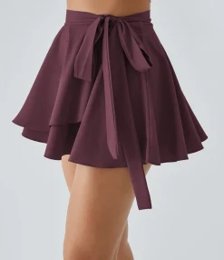 Mini Skirts|Flowy Skirts<HALARA Breezeful™ High Waisted Tie Side 2-in-1 Pocket Flowy Micro Mini Flare Quick Dry Casual Skirt