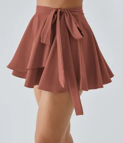 Mini Skirts|Flowy Skirts<HALARA Breezeful™ High Waisted Tie Side 2-in-1 Pocket Flowy Micro Mini Flare Quick Dry Casual Skirt