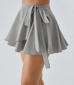 Mini Skirts|Flowy Skirts<HALARA Breezeful™ High Waisted Tie Side 2-in-1 Pocket Flowy Micro Mini Flare Quick Dry Casual Skirt
