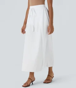 Maxi & Midi Skirts|Flowy Skirts<HALARA Breezeful™ High Waisted Tie Front Flowy 2-in-1 Maxi Quick Dry Casual Skirt