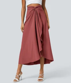 Maxi & Midi Skirts|Flowy Skirts<HALARA Breezeful™ High Waisted Wrapped Tie Back Quick Dry Skirt