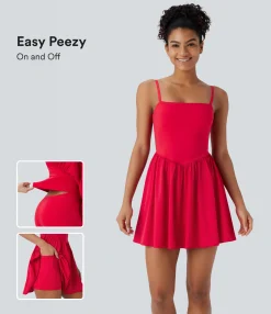 Flowy Dresses|Active Dresses<HALARA Breezeful™ 2-in-1 Quick Dry Mini Yoga Active Dress with Pockets-Easy Peezy Edition