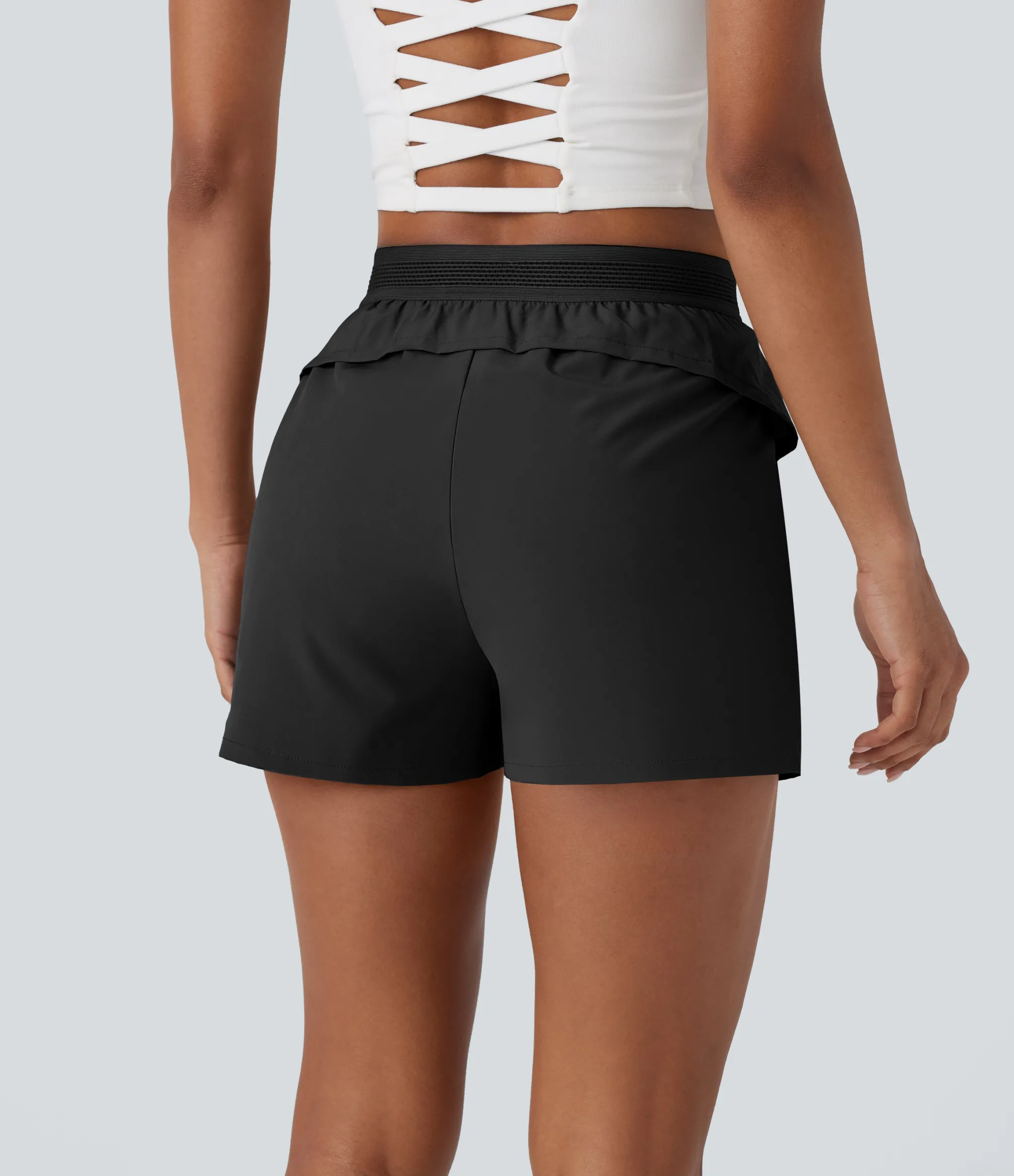 Active Shorts|Shorts<HALARA Breezeful™ Mid High Waisted Side Zip Pocket Ruffle Quick Dry Running Shorts