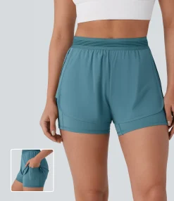 Active Shorts|Shorts<HALARA Breezeful™ Mid Rise 2-in-1 Pockets Quick Dry Running Shorts