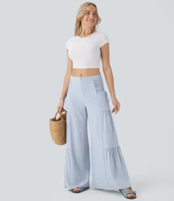 Flowy Pants|Wide-Leg Pants<HALARA Breezeful™ Mid Rise Lace Up Flowy Wide Leg Quick Dry Pants