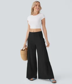 Flowy Pants|Wide-Leg Pants<HALARA Breezeful™ Mid Rise Lace Up Flowy Wide Leg Quick Dry Pants