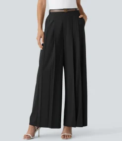 Flowy Pants|Wide-Leg Pants<HALARA Breezeful™ Mid Rise Wide Leg Quick Dry Work Pants with Pockets