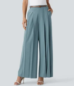 Flowy Pants|Wide-Leg Pants<HALARA Breezeful™ Mid Rise Wide Leg Quick Dry Work Pants with Pockets
