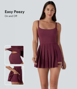 Flowy Dresses|Mini Dresses<HALARA Breezeful™ Pleated Adjustable Buckle 2-in-1 Micro Mini Quick Dry Casual Slip Dress with Pocket-Easy Peezy