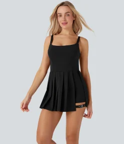 Flowy Dresses|Mini Dresses<HALARA Breezeful™ Pleated Adjustable Buckle 2-in-1 Micro Mini Quick Dry Casual Slip Dress with Pocket-Easy Peezy
