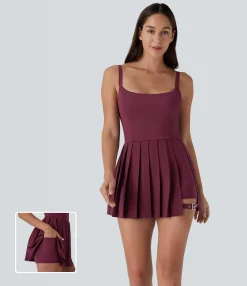 Flowy Dresses|Mini Dresses<HALARA Breezeful™ Pleated Adjustable Buckle 2-in-1 Pocket Micro Mini Quick Dry Casual Slip Dress