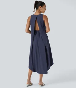 Maxi & Midi Dresses|Flowy Dresses<HALARA Breezeful™ Pocket High Low Midi Quick Dry Work Dress