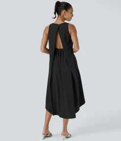 Maxi & Midi Dresses|Flowy Dresses<HALARA Breezeful™ Pocket High Low Midi Quick Dry Work Dress