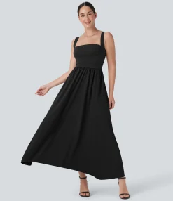 Flowy Dresses|Maxi & Midi Dresses<HALARA Breezeful™ Push Up Flowy Quick Dry Maxi Casual Dress with Pockets-D/DD/DDD/F Cups
