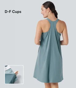 Flowy Dresses|Mini Dresses<HALARA Breezeful™ RacerPocket High Low Flowy Mini Quick Dry Casual Dress-D/DD/DDD/F Cups