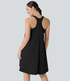 Flowy Dresses|Mini Dresses<HALARA Breezeful™ RacerPocket High Low Flowy Mini Quick Dry Casual Dress-D/DD/DDD/F Cups