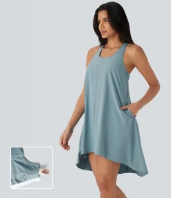 Flowy Dresses|Mini Dresses<HALARA Breezeful™ RacerPocket High Low Flowy Mini Quick Dry Casual Dress