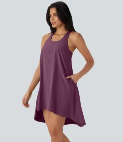 Flowy Dresses|Mini Dresses<HALARA Breezeful™ RacerPocket High Low Flowy Mini Quick Dry Casual Dress