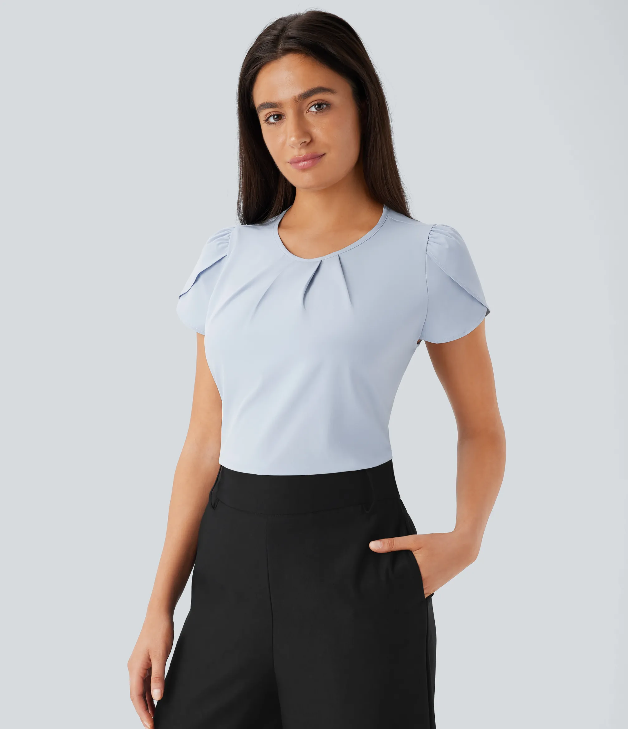 Work Tops<HALARA Breezeful™ Round Neck Short Sleeve Keyhole Back Quick Dry Work Top