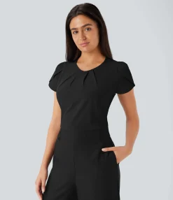 Work Tops<HALARA Breezeful™ Round Neck Short Sleeve Keyhole Back Quick Dry Work Top