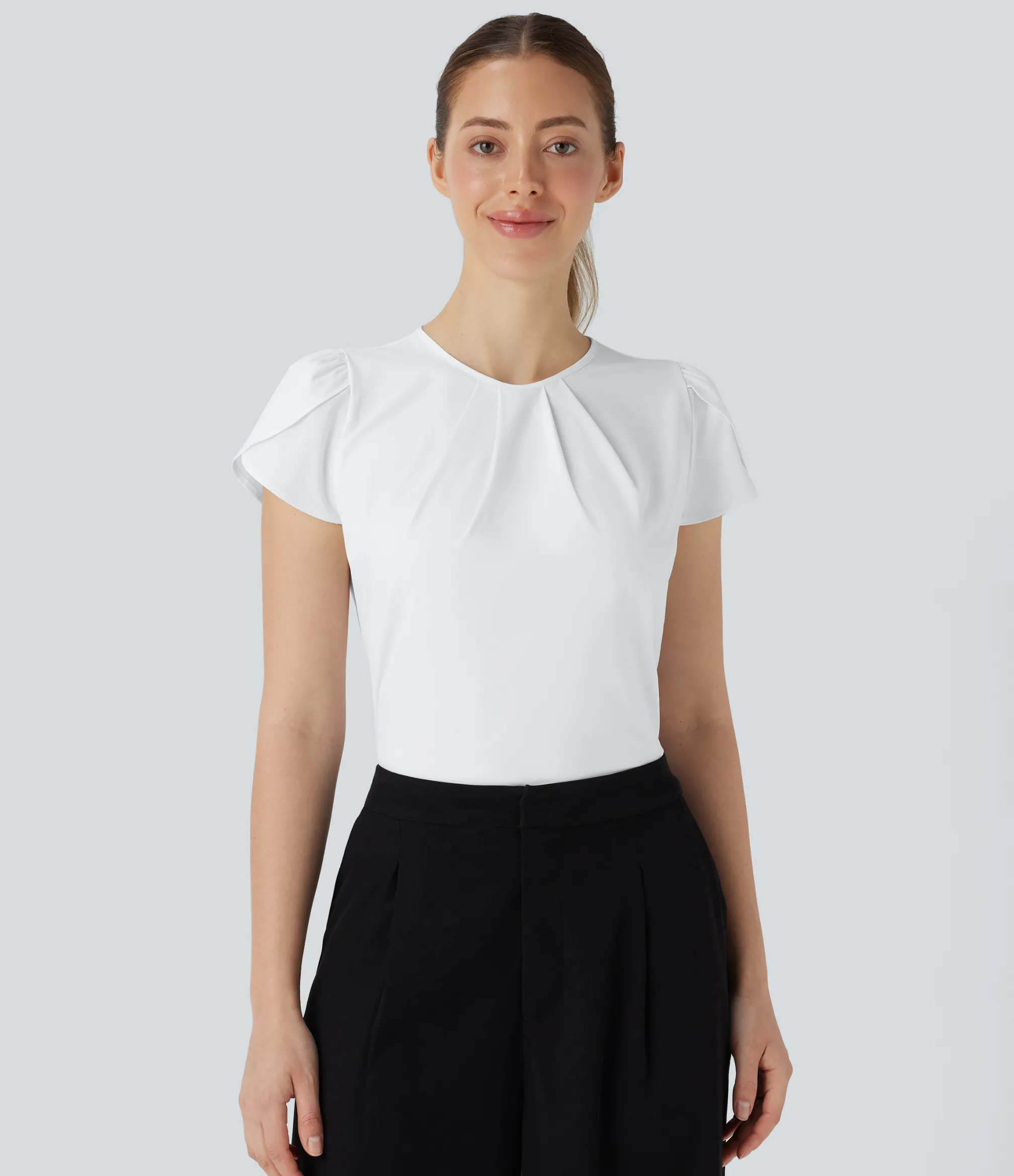 Work Tops<HALARA Breezeful™ Round Neck Short Sleeve Keyhole Back Quick Dry Work Top
