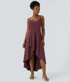 Flowy Dresses|Maxi & Midi Dresses<HALARA Breezeful™ Shirred High Low Flowy Quick Dry Maxi Slip Dress