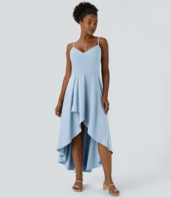 Flowy Dresses|Maxi & Midi Dresses<HALARA Breezeful™ Shirred High Low Flowy Quick Dry Maxi Slip Dress