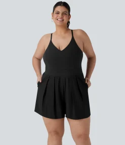 Plus Size<HALARA Breezeful™ Side Quick Dry Plus Size Slip Romper with Pocket