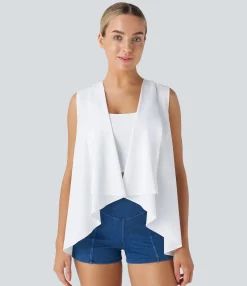 Jackets & Outerwear<HALARA Breezeful™ Sleeveless Contrast Mesh Asymmetric Hem Quick Dry Casual Coat