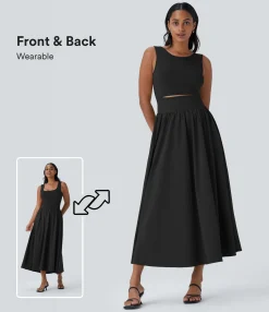 Flowy Dresses|Maxi & Midi Dresses<HALARA Breezeful™ Sleeveless Cut Out Quick Dry Maxi Casual Dress-Front and Back Wearable
