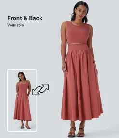 Flowy Dresses|Maxi & Midi Dresses<HALARA Breezeful™ Sleeveless Cut Out Quick Dry Maxi Casual Dress-Front and Back Wearable