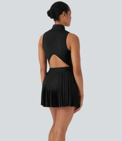 Flowy Dresses|Mini Dresses<HALARA Breezeful™ Sleeveless Cut Out 2-in-1 Pleated Quick Dry Mini Tennis Active Dress with Pockets