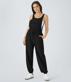 Jumpsuits<HALARA Breezeful™ Sleeveless Drawstring Pockets Quick Dry Casual Jogger Jumpsuit